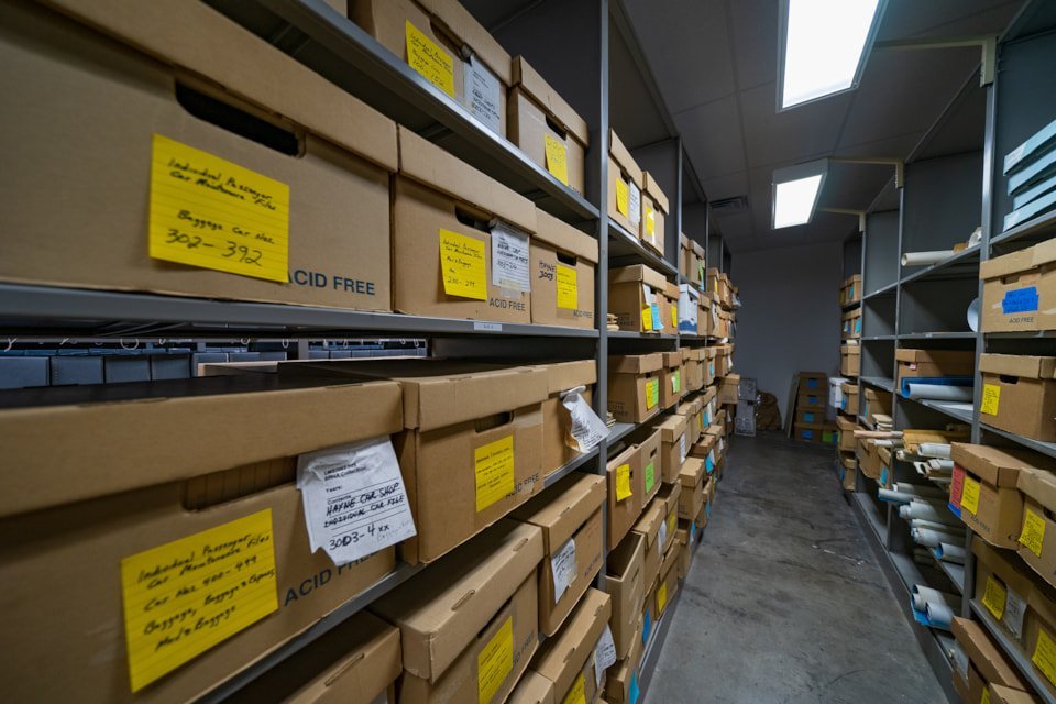 archives boxes on shelves