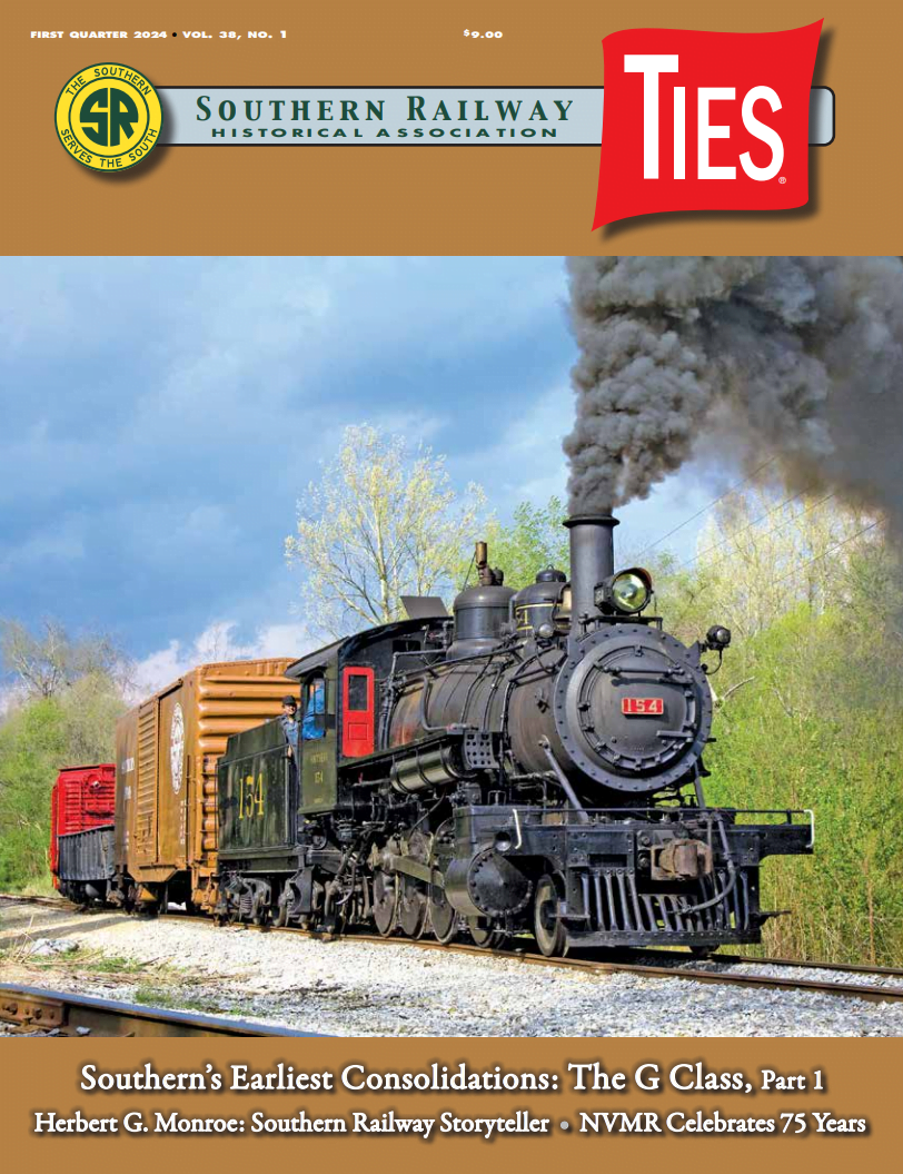 Cover of Quarter 1 2024 Ties Magazine, featuring steam locomotive 154
