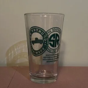 Clear glass with two logos, front side Southern Railway, Reverse side Country Boy Brewing